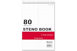 BAZIC Perforated Writing Pad Writing Pad, 80 Sheets 6"x9" White Gregg Ruled Steno Book, Lined Writing Pads for Office School,