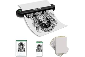 YILONG Bluetooth Tattoo Stencil Printer, Tattoo Thermal Machine with 15 Pcs Tattoo Transfer Paper, Portable Tattoo Transfer Copier Machine for Tattoo Artists and Beginners, ATS886L