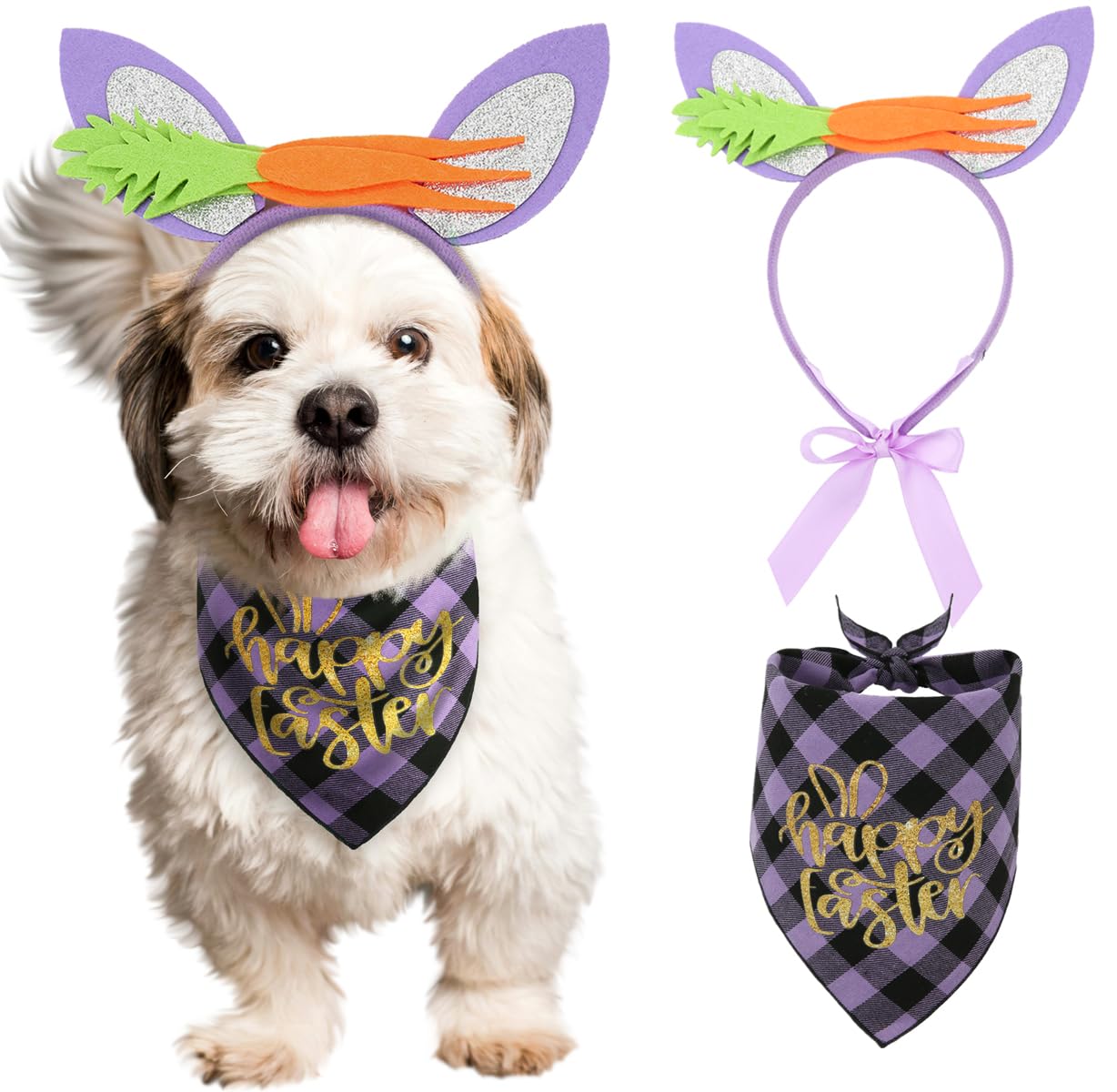 Dog Easter Outfit Dog Bunny Ears Easter Dog Bandana with Golden