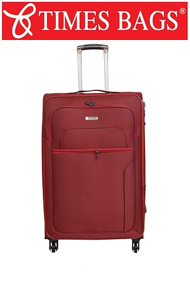 TIMES BAGS Unisex Polyester 24inch Red Trolley Luggage Bag