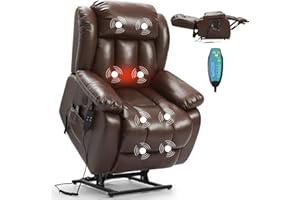 Infinite Position Power Lift Recliner Chair for Elderly, Leather Dual Motor Lay Flat Sleeper Recliner with USB Ports, Remote 