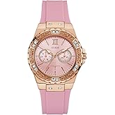 Guess Women's Stainless Steel + Stain Resistant Silicone Watch