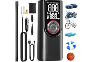 Portable Air Pump Tire Inflator Portable Air Compressor 150 PSI Tire Pump 10000mAh Electric Air Pump with Digital Pressure Ga