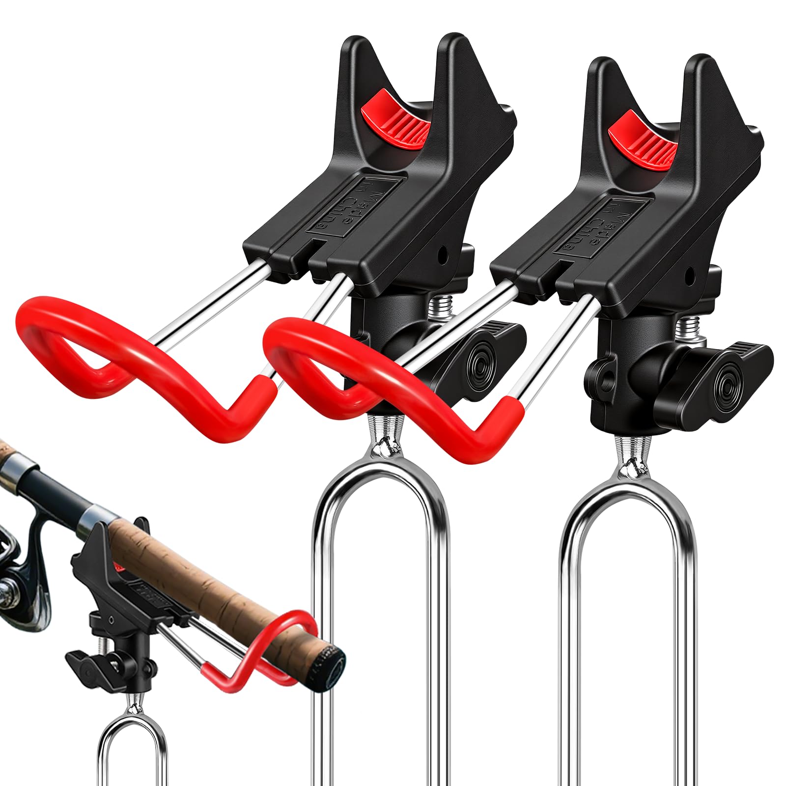 Leeko Rod Holder, Fishing Rod Holder, Pack of 2, Stainless Steel Universal Rod Stand, 360° Adjustable Fishing Rod Holder, Fishing Accessories, Floor, Portable and Removable (Land-based)