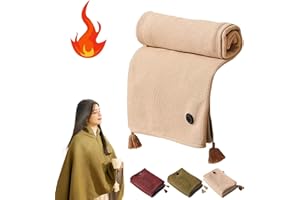 Portable Heated Shawl, Women's Heated Shawl, Portable Soft Zip Electric Blanket Shawl, USB Level 3 Heated Blanket Shawl (Khak