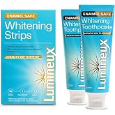 Lumineux Whitening Starter Set, 7 Strip Treatments &amp; Toothpaste 2 Pack | Peroxide free, enamel safe, fluoride free, dentist formulated, free from harsh ingredients, gentle with no sensitivity