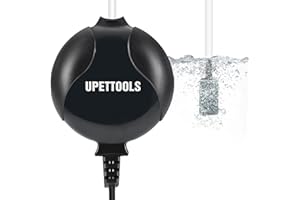 UPETTOOLS Aquarium Air Pump Ultra Silent High Energy Saving Oxygen Fish Mini Air Pump for 1-15 Gallon Fish Tank Pump with Air Pump Accessories (Black)