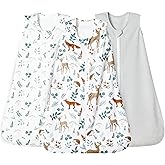 david's kids 3 Pack Warm Micro Fleece Baby Sleep Sack 0-6 Months, Soft Baby Wearable Blankets with 2-Way Zipper, Comfy Winter Sleeping Bags for Infant Newborn Boys Girls, Small Size, Animal Forest