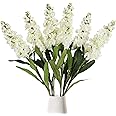 IPOPU 6PCS White Snapdragon Artificial Flowers 31.50" Delphinium Fake Flowers Long Stem Antirrhinum Majus Silk Flowers Larkspur Faux Flower for Home Wedding Decor Floral Arrangement (White)