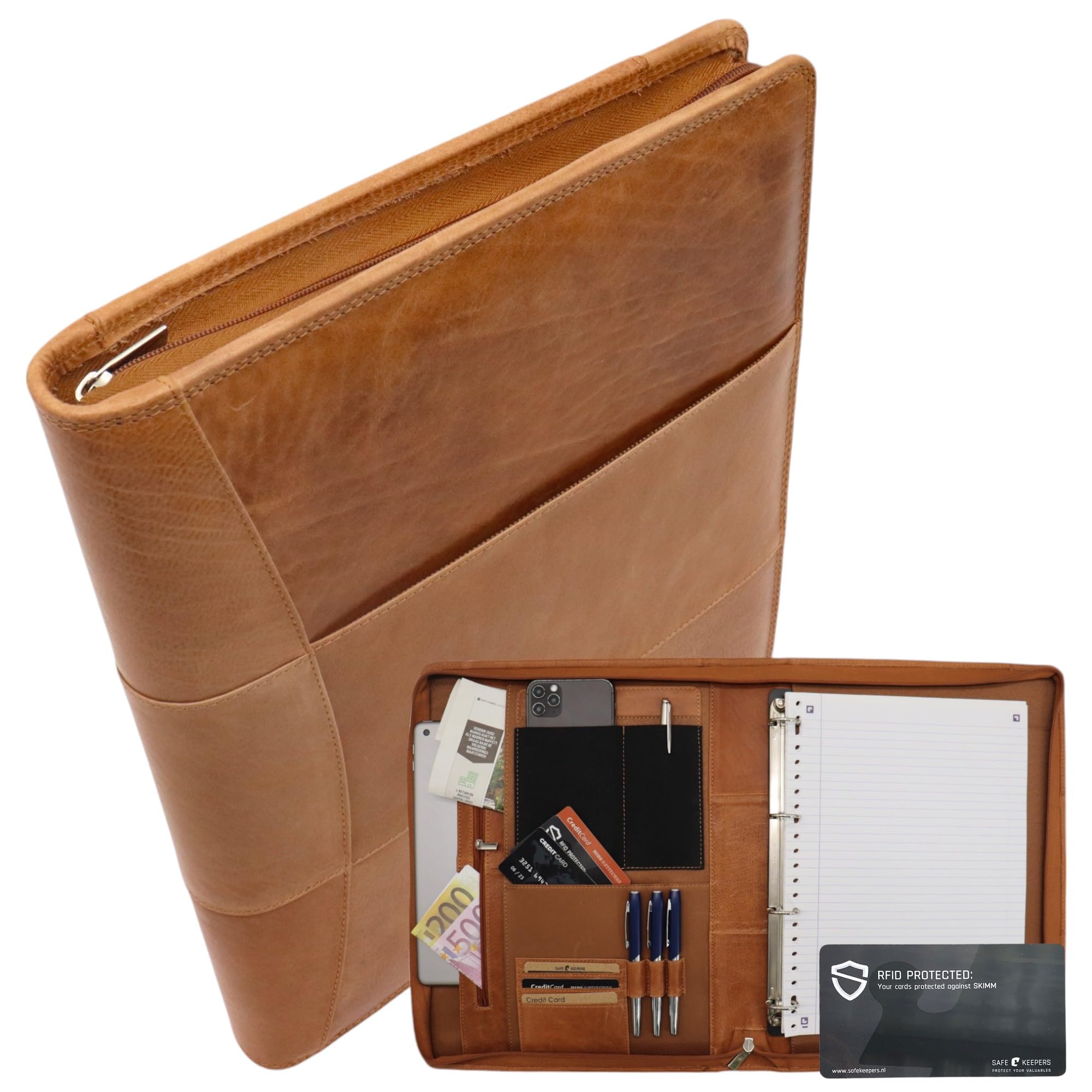 Leather Document Folder, Conference Folder A4, a4 Portfolio Folder, a4 Leather, Padfolio,Design fit for 12 inch Tablets Genuine Leather