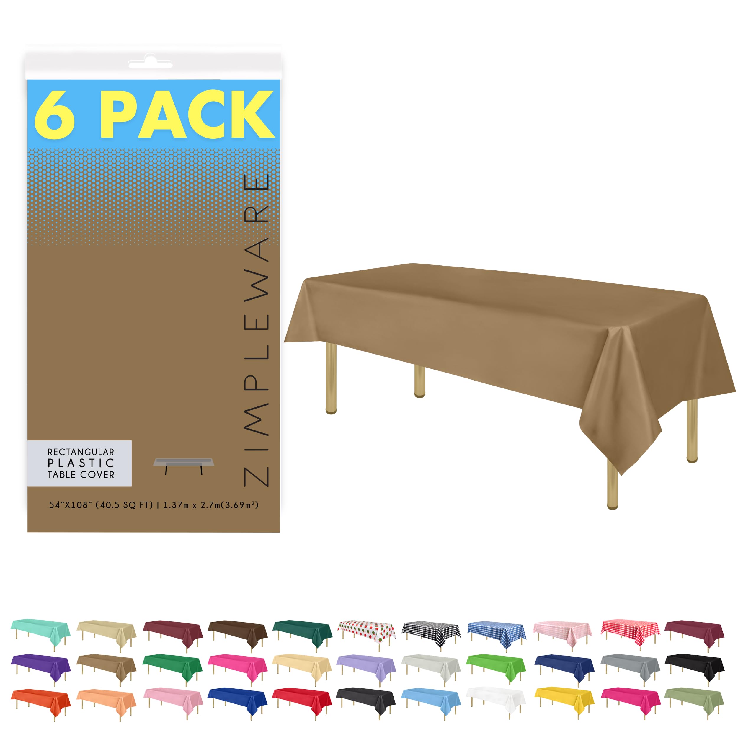 ZIMPLEWARE Premium Orange Plastic Table Cloth Disposable (12 Pk) Plastic... 