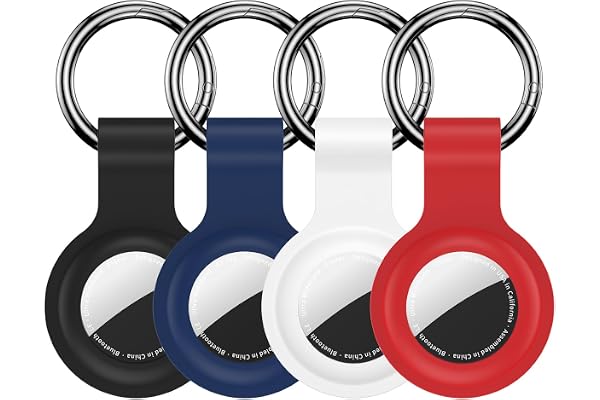 HATALKIN 4 Pack Silicone Holder for AirTag,Soft Protective Keychain Case Compatible with Apple AirTags 1st & 2nd Generation,K