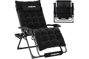 Amopatio Zero Gravity Chair 22" Seat Width, XL Lounge Chairs w/Cushion, Folding Reclining Camping Chair for Outside Deck, Yard, Porch, Pool, Black