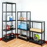 TekBox Garage Storage Shelves Black Plastic 3 4 or 5 Tier Unit view 2