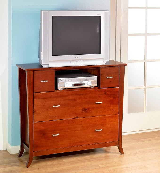 Solid Wood Media Chest Drawers TV Stand Fully Assembled Amazon.co.uk