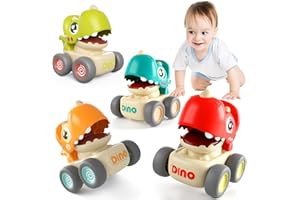 Wdebay Press and Go Dinosaur Car Toys for 1 Year Old Boy|First Birthday Gift with Whistle|Baby Toys 12-18 Months Toddler Age 1-2| Cars for Toddlers 1-3