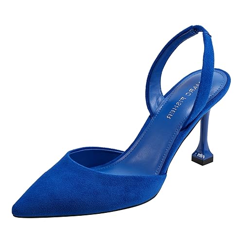 Marc Fisher Women's HADYA Pump, Blue Suede 421, 7.5