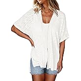 Halife Womens Summer Lightweight Cardigan Short Sleeve Open Front Casual Loose Cover Ups
