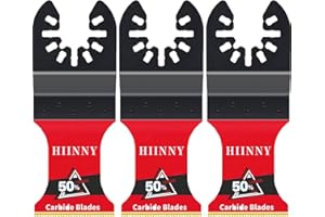 Hiinny 3PCS Carbide Oscillating Tool Blades,Heary Duty for Hard Material,Professional Universal Oscillating Saw Blades,Quick Release for Hard Metal, Nails, Bolts and Screws