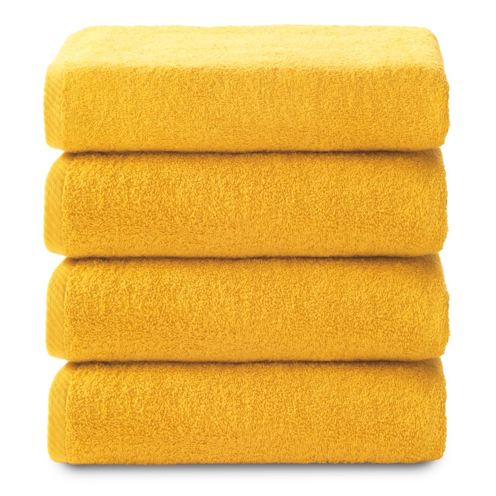 Top Towel - Plus - Bath Towels - 4 Face Towels or Bidet - 30x50cm - 100% Cotton - Gold