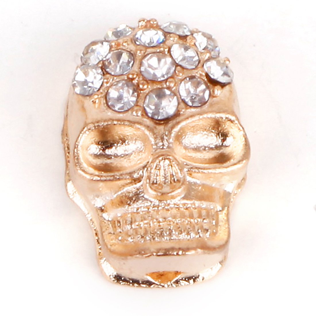RUBYCA 50pcs Skull Beads Sideway Connector Shamballa Bracelet Dark Gold Color White Clear Crystal