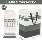 TIMEYARD Large 75L Laundry Hamper 2-Pack Tall Collapsible Grey view 3