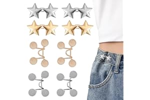 8 Set Pant Waist Tightener Star Buttons Pins for Loose Jeans Reusable Waist Cincher Clip for Clothing Dresses Skirts No Sewin