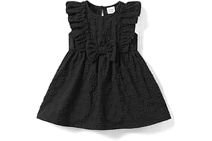 PATPAT Toddler Baby Girls Summer Dresses Spring Clothes Flower Sundress Ruffle Sleeve Bowknot 3-24 Months