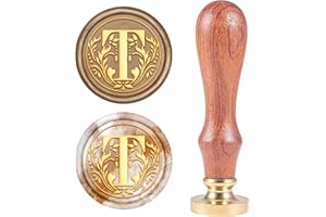 CRASPIRE Letter T Wax Seal Stamp Vintage Alphabet Initial Sealing Wax Stamps Retro 25mm Removable Brass Head with Wooden Handle for Wedding Invitations Party Envelope Thanksgiving Christmas Halloween