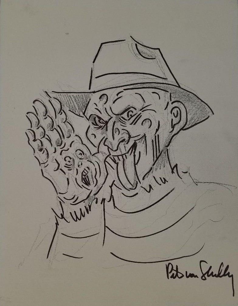 Freddy Krueger Original Drawing Pete Von Shelly Hand Signed Artist Board W Coa At Amazon S Entertainment Collectibles Store