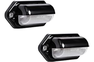 ONLINE LED STORE True Mods 2pc Black Boat Trailer LED License Plate Lights [DOT FMVSS 108] [SAE L] [Surface Mount] [Waterproof] [12V DC] Universal Courtesy Step Tag Lamp for Auto Work Utility Flatbed Semi Truck RV