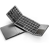 Foldable Bluetooth Keyboard for iPad (iOS/Mac OS) - Jelly Comb Rechargeable Slim Wireless Portable Keyboard with Touchpad for
