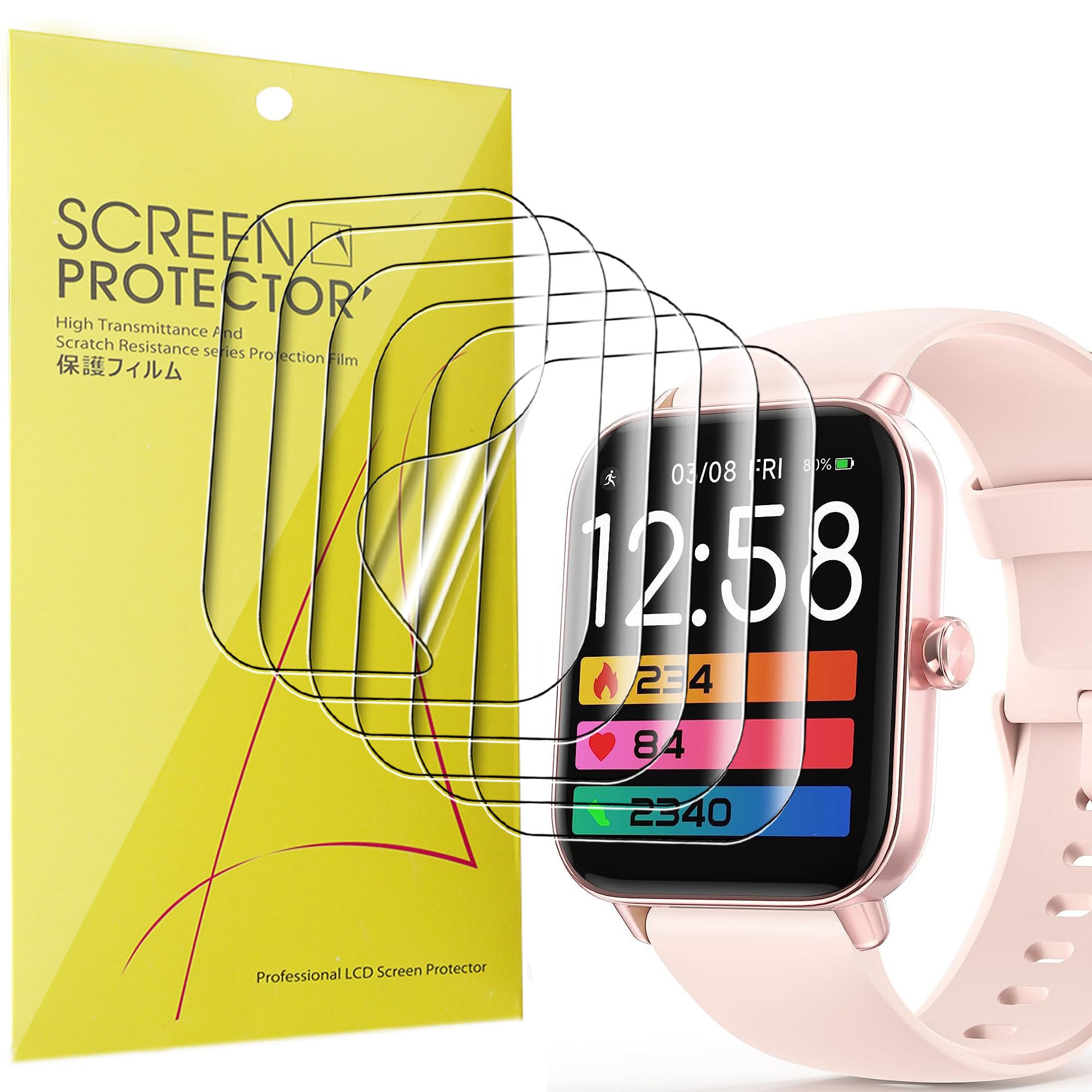 for TOOBUR Smart Watch IDW19 Screen Protector, [6 Pack] Full Coverage TPU Clear Film Compatible with Loddery, TOOBUR IDW19 1.8" Watch/MILOUZ IDW19 1.8" Watch/Amzhero Watch IDW19 1.8 Inches (6 pack)