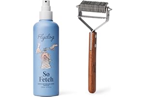 FlyDog Detangler Combo for Dogs & Cats – Leave-in Hair Detangler Spray for Tangle-Free Grooming & Tailored Comb for Dematting & Deshedding | Coat Conditioner | Deodorizing & Long-Lasting Freshness