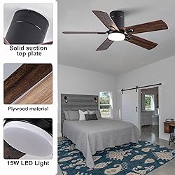 BOOMJOY 42 Inch Black Ceiling Fans with Lights and