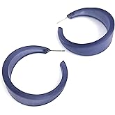 Denim Blue Large Frosted Acrylic Lucite Emily Hoop Earrings - EM-BL-4