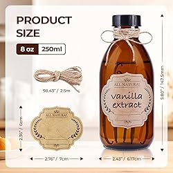 8oz Amber Glass Bottle with Lids, 3 Pack Brown