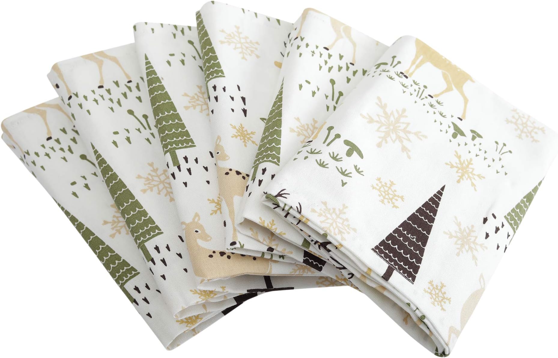 Set of 6 Napkins - Christmas Forest design, 100% Cotton of size 20"X20 Inch, Eco - Friendly & Safe, for Thanks Giving, Christmas & other Holiday Season.