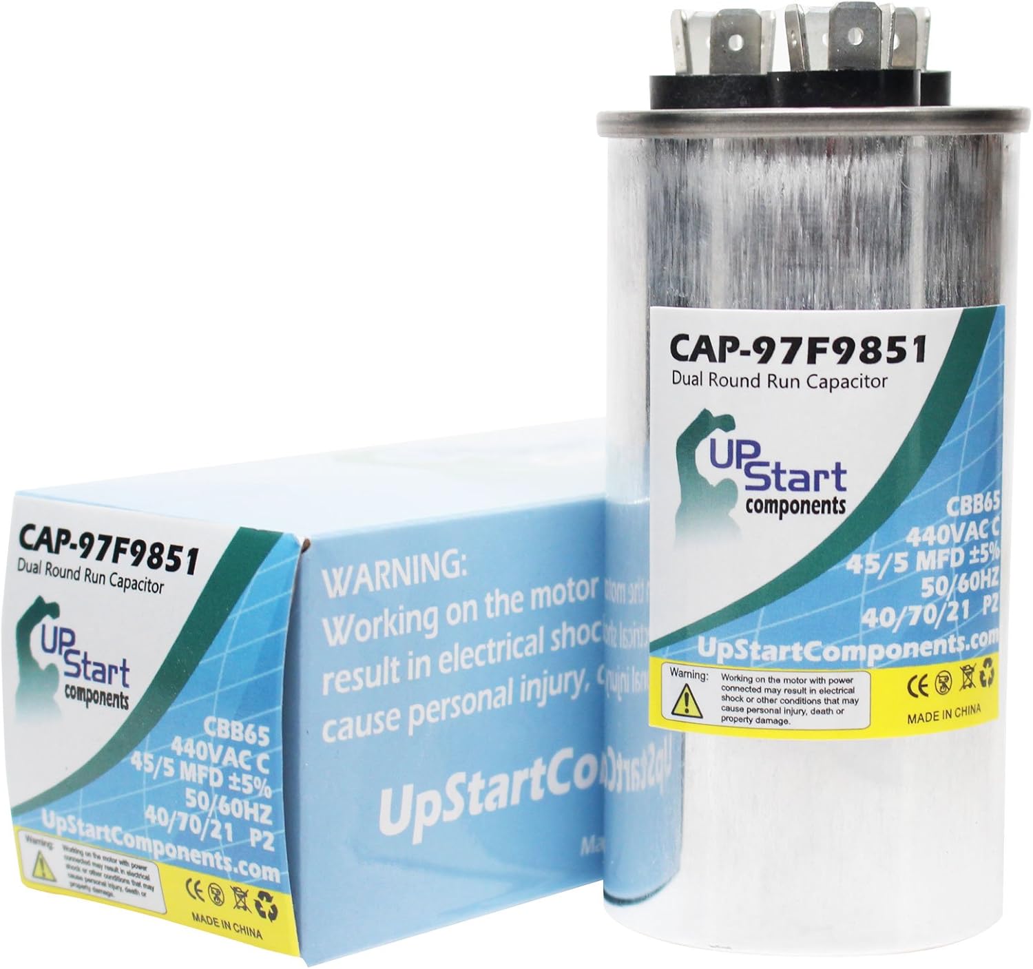 2Pack 45/5 MFD 440 Volt Dual Round Run Capacitor