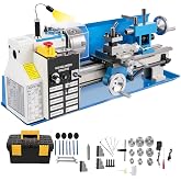 Metal Lathe, High-Precision Mini Metal Lathe, 2500 RPM 550W Benchtop Lathe with 3-Jaw Chuck for Metal Turning Threading Drilling (Upgraded 7"x 14")