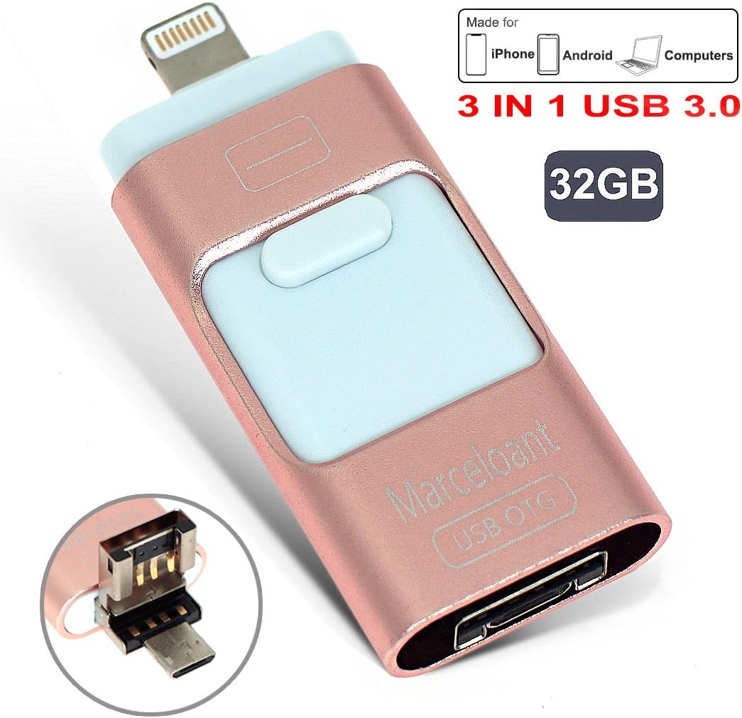 32GB USB Flash Drives for iPhone iPad iOS Android Memory Stick, Marceloant OTG Flash Drive External Storage Flash Memory Pen Drive [Upgraded Version] (Pink)