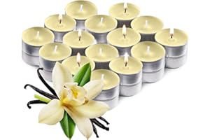 RAMBUE Ivory Scented Tealight Candles - Pack of 30 Scented Tea Light Candles with Long Lasting Aromas - Vanilla Fragranced Ivory Tealight Candles - 4 Hour Burn Time