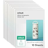 Cricut Waterproof Holographic Sticker Paper (10 White Sheets, 8.5x11) | Printable Stickers For Inket Printer - Compatible wit
