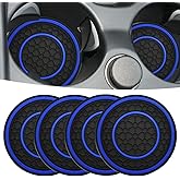 JUNAHAA Car Cup Coaster Universal Automotive Waterproof Non-Slip Cup Holders Sift-Proof Spill Holder Car Interior Accessories 4 Pack Black & Blue