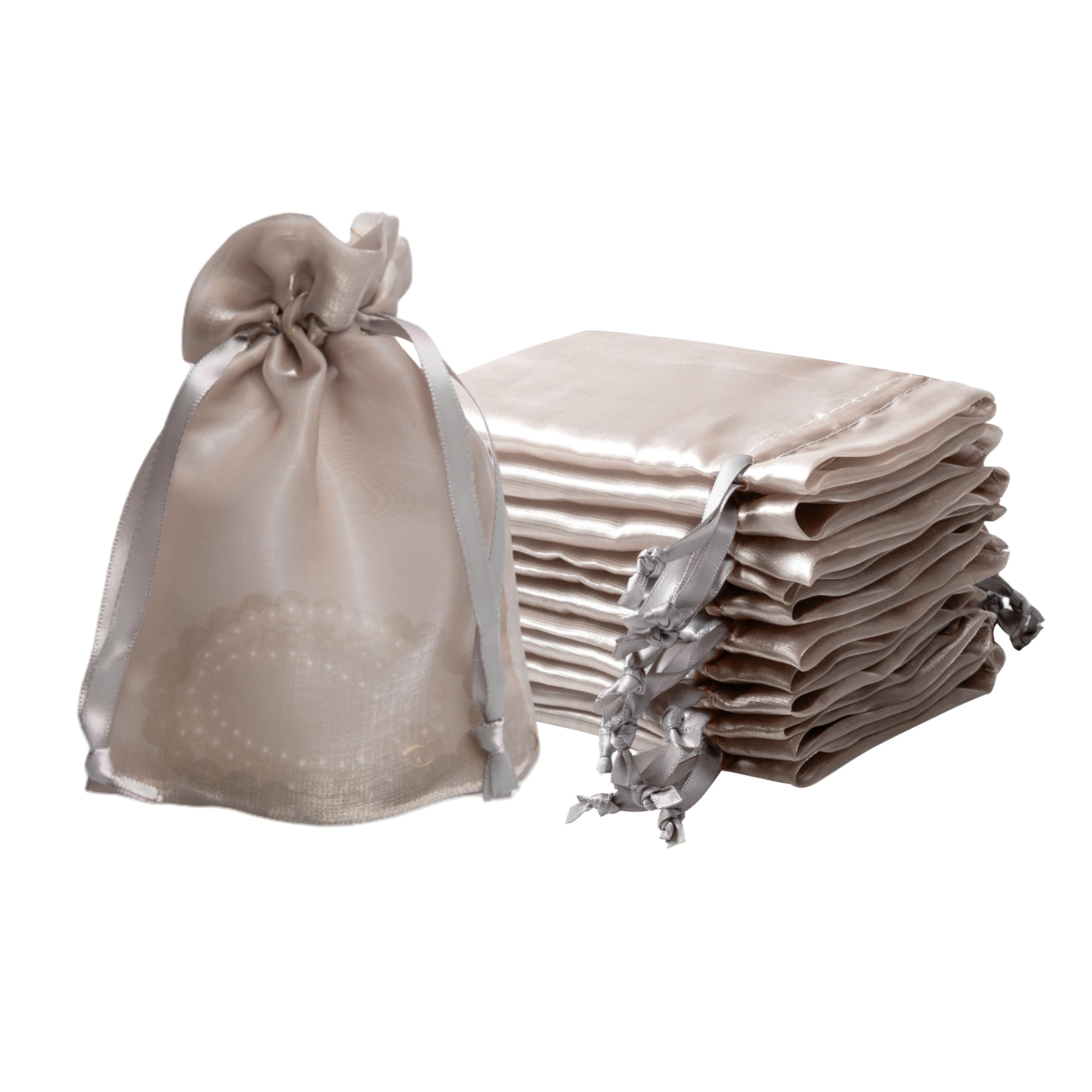 Photo 1 of QIANF 20 Pcs Champagne Small Organza Bags 4X6 inch for Wedding Favors with Drawstring, Mini Mesh Gift Bags Jewelry Pouch for Candy Bridal Shower Party Favor Baby Shower Christmas