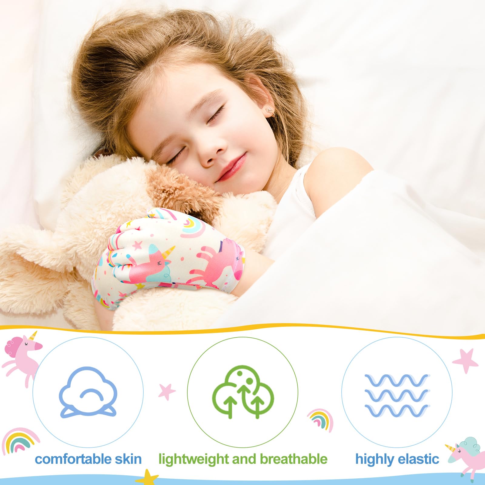 Xtinmee 20 Pairs Eczema Gloves for Kids Cotton Moisturizing Gloves for Sensitive Irritated Skin Eczema Reusable Elastic Hand Cover Soft and Does Not Hurt(Age 3-4 Years)