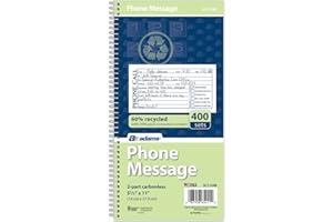 Adams Recycled Phone Message Book, 2-Part Carbonless, 4 Messages per Page, 400 Sets/Book (SC1154R)