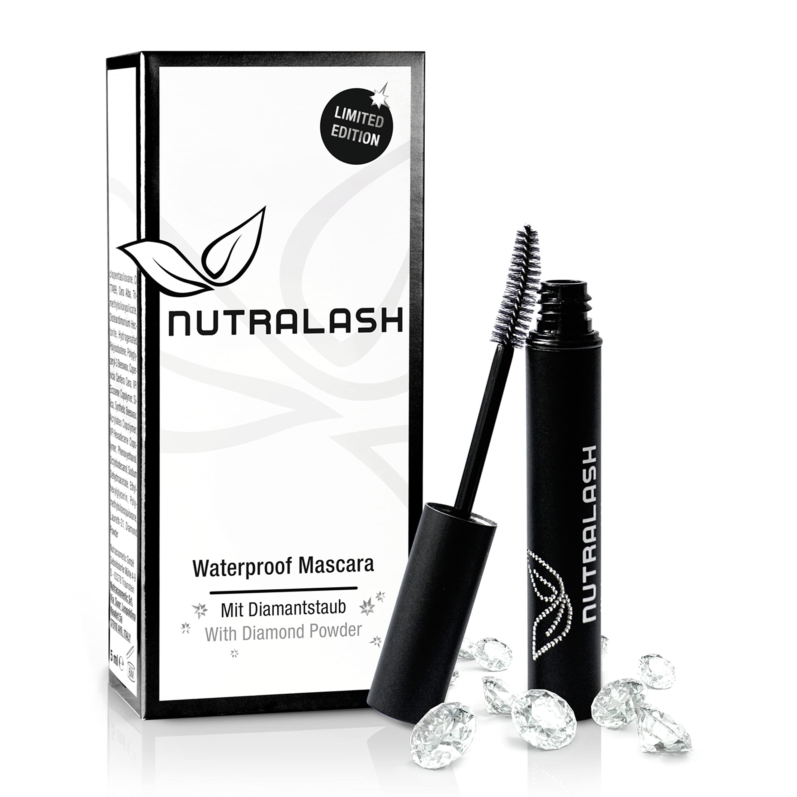 NUTRALASH Waterproof Mascara with Diamond Dust, Mascara Volume Effect, 5ml