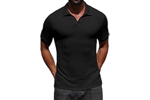 Askdeer Men's Polo Shirts Casual Short Sleeve Stretchy Ribbed Textured Old Money Vacation Beach Golf T Shirts