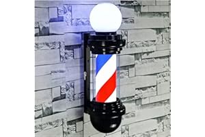 WDZD 20'' Barber Pole Light, Mini Red White Blue Rotating Hair Salon Open Sign, Wall Mount, Save Energy